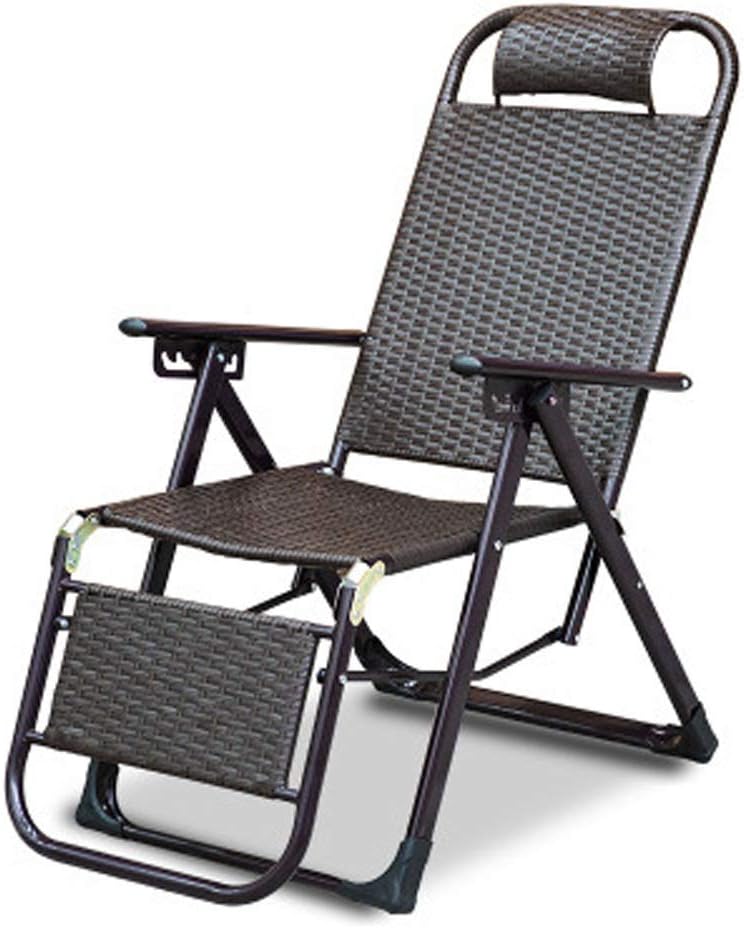 Outdoor Recliner Adjustable Portable Rattan Lounge Outdoor Chair for Lawn Poolside Yard Zero Gravity Chair Patio Folding Recliner Suitable for Pool Beach Color As picture, Size One size