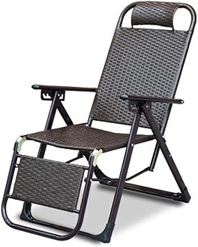 Outdoor Recliner Adjustable Portable Rattan Lounge Outdoor Chair for Lawn Poolside Yard Zero Gravity Chair Patio Folding Recliner Suitable for Pool Beach Color As picture, Size One size