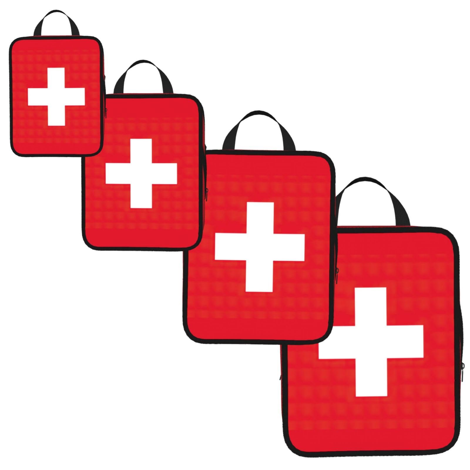 Swiss Flag Print 4 Set Compression Packing Cubes for Suitcases,Expandable Storage Bag Organizers