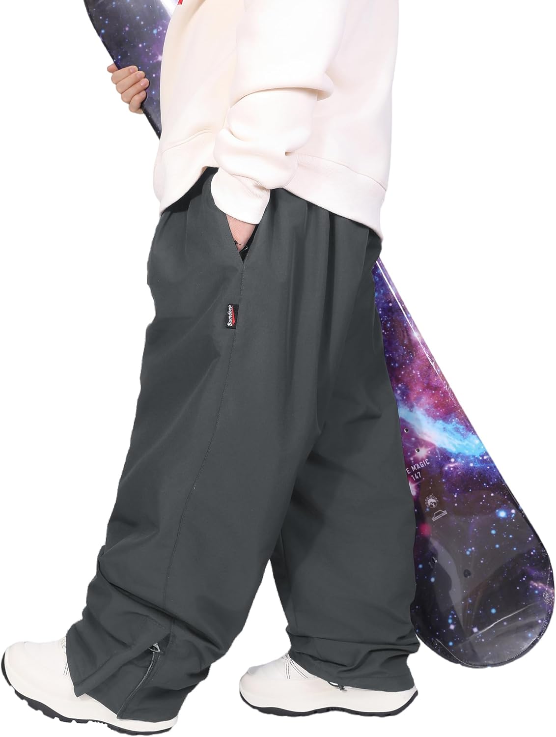 Mens Womens Unisex Snow Baggy Oversize Snowboard Skiing Pants Winter Waterproof Outdoor Elastic Waist Trousers