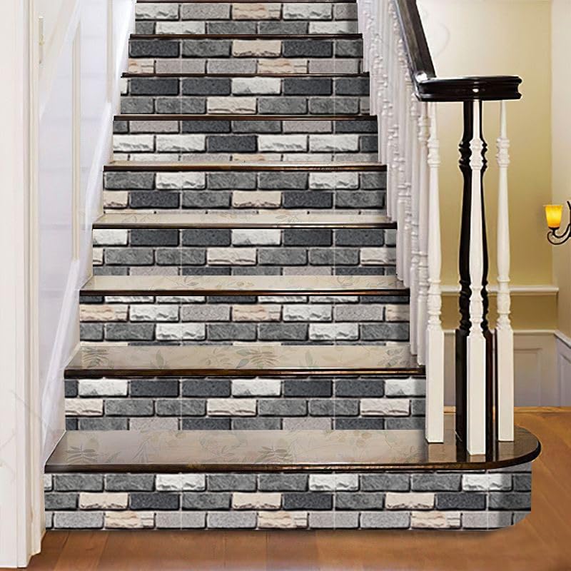 Miniatura 6 de Yancorp Papel tapiz autoadhesivo de 32.8 pies para despegar y pegar, papel tapiz de ladrillo de piedra gris oscuro, protector de pared decorativo