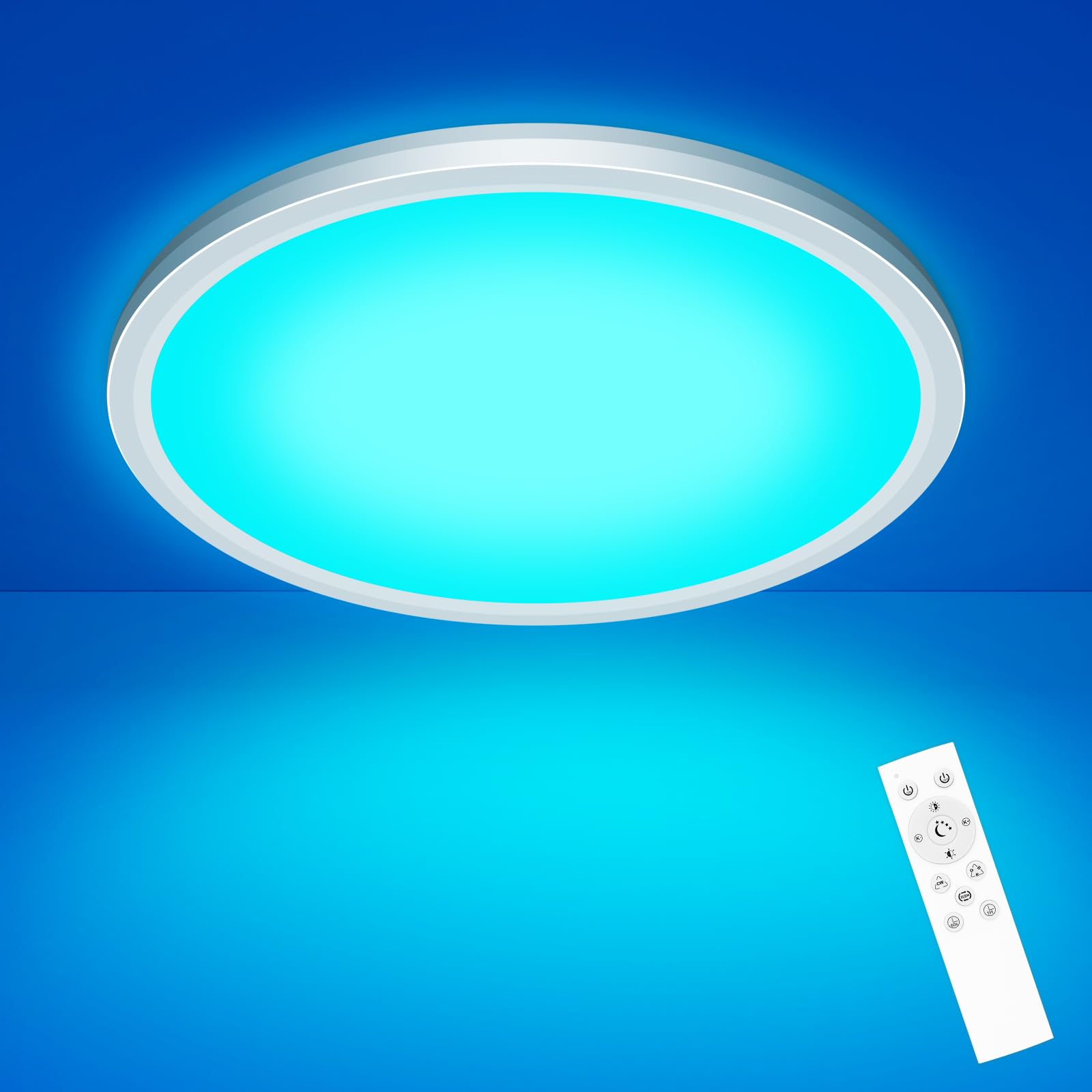 zemty 24W 3200LM LED Deckenleuchte Dimmbar, RGB Deckenlampe Farbwechsel für Kinderzimmer Schlafzimmer