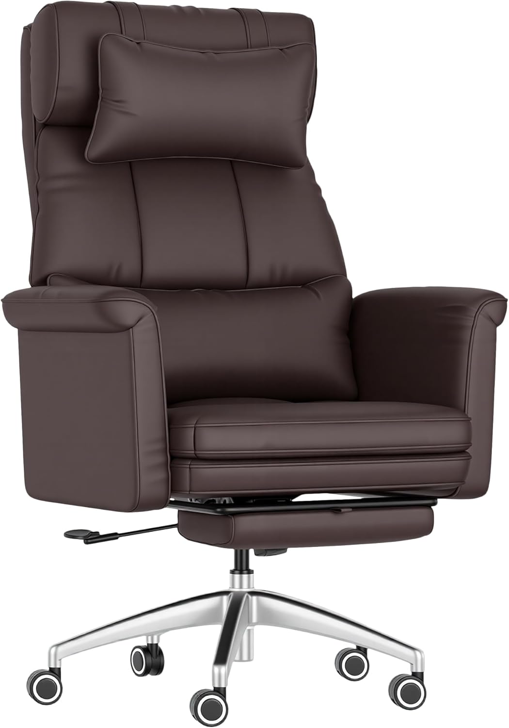 FLEXISPOT Oversized Big and Tall Office Chair, 180° Flip Armrests for Pets&Cross Legged, Computer Desk Chair with Footrest, Lounge Chairs for Home Office Gaming Working, ScratchSafe Air Leather, Brown