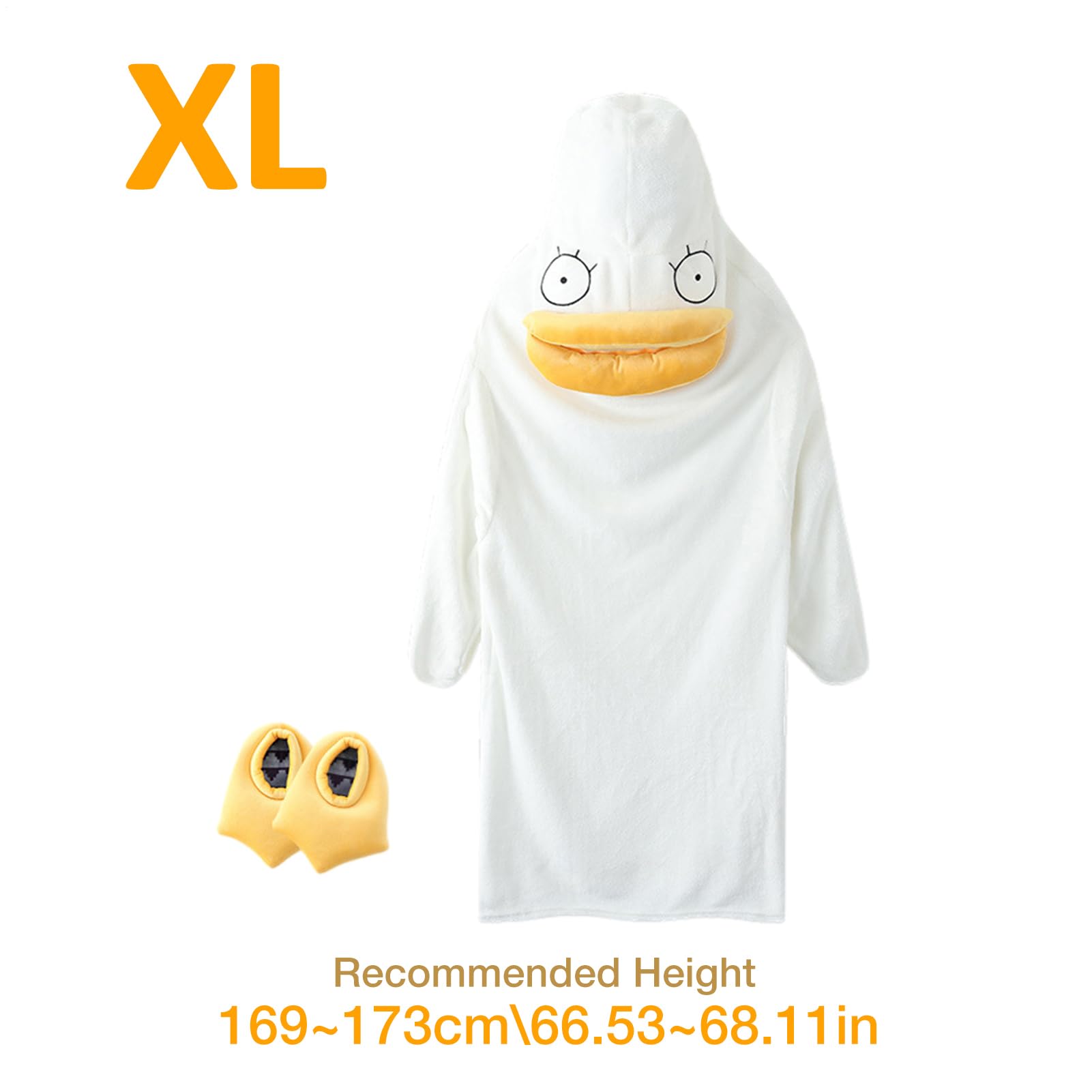 Generisch Divertente pigiama intero con scarpe – Pigiama in flanella per uomo e donna – dolce costume di animali d'anatra – morbido set di biancheria da notte per Halloween, carnevale e feste