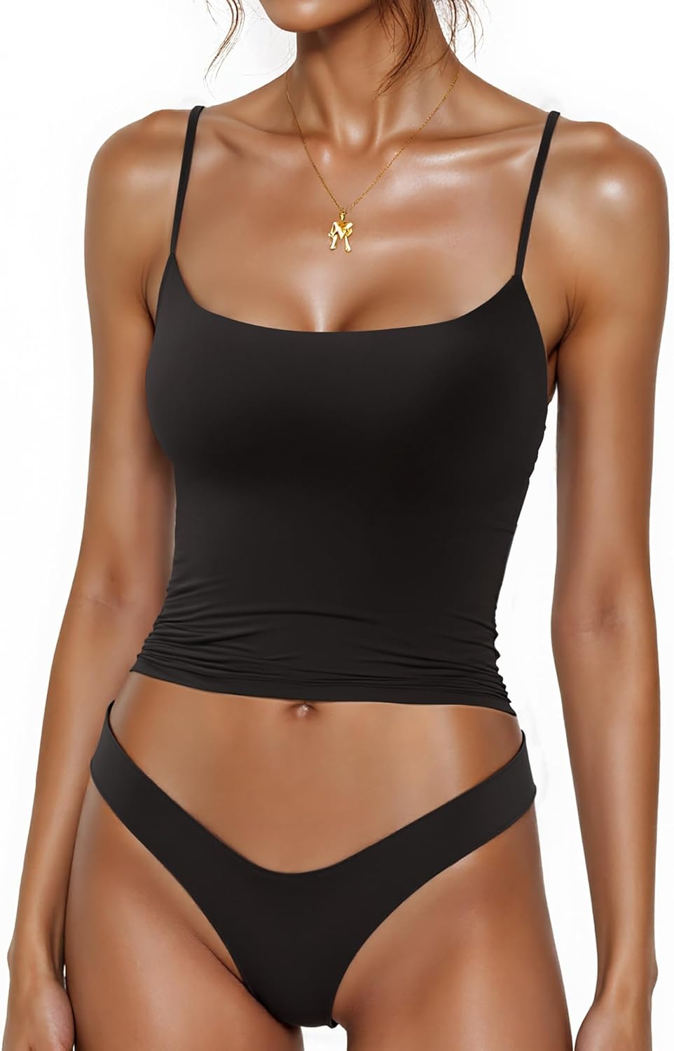 Women’s Spaghetti Strap Tank Top – Stretch Camisole Cami Shirt Slim Fit Sleeveless Basic Lightweight Summer Top - Image 2