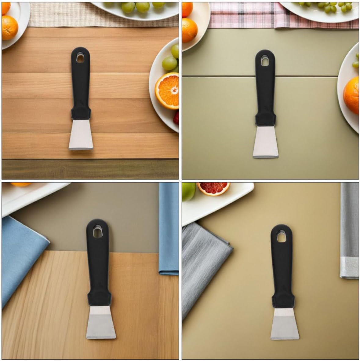 VICASKY 10pcs Stainless Steel Scraper Tool Kitchen Set with Ergonomic Handle for Efficient Cleaning and Refrigerator Defrosting, Heavy Duty Pp and Stainless Steel Material