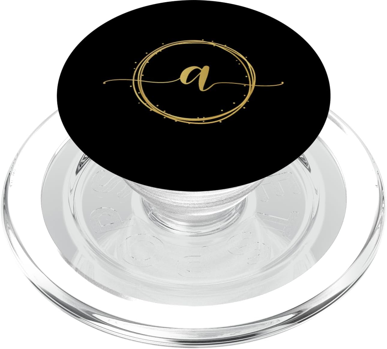 Letter Initial A Simple Chic Lowercase Golden Monogram Black PopSockets MagSafe PopGrip for iPhone