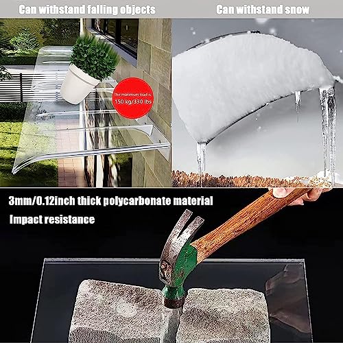 Auvent de porte insonorisant et imperméable en polycarbonate transparent contre les intempéries - 4