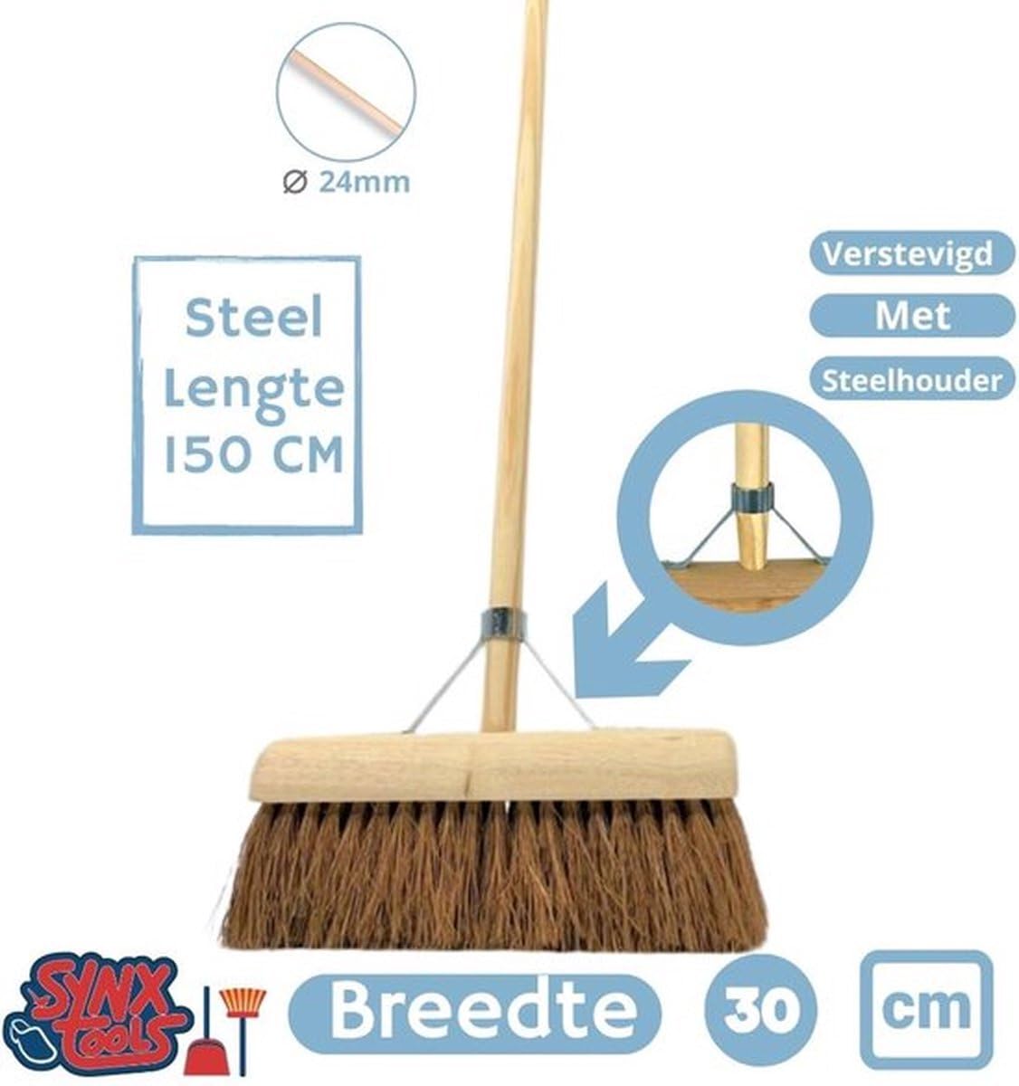 Scopa di cocco 30 cm e raccoglitore con manico lungo 97 cm.