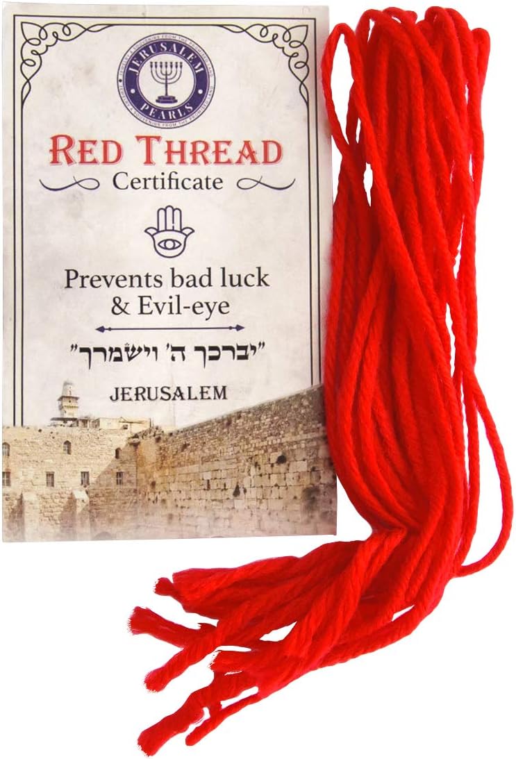 100% Genuine 10 Pcs Pack of Rachel Tomb & Western Wall Thick Red Wool String in English & Russian Evil Eye Kabbalah Blessed Israel Thread