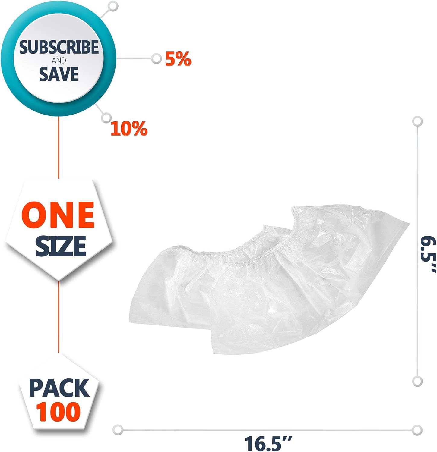 AMAZING White Disposable Shoe Covers for Indoors 16.5" x 6.5". Pack of 100 Durable Shoe Covers. Polyethylene Shoe Covers. Waterproof Shoe Covers. 50 Pairs of Thick Shoes Protector Cover Non Slip. : Clothing, Shoes & Jewelry