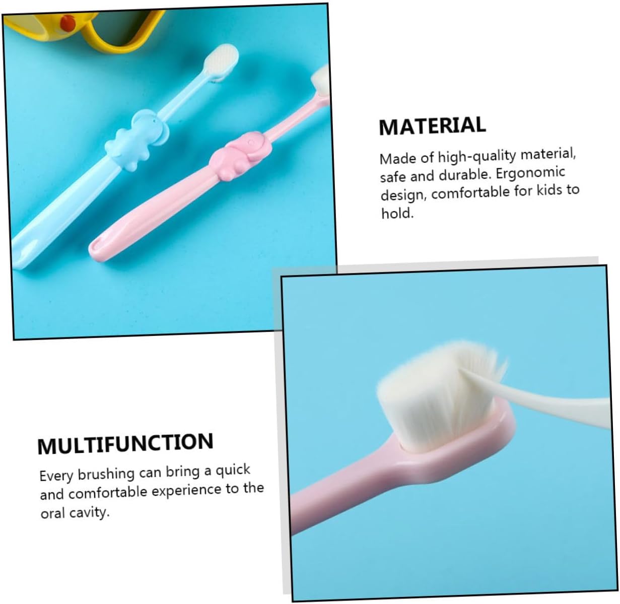 FOMIYES Manual Toothbrush for Boys and Girls Children Toothbrushes Cartoon Animals Bristles