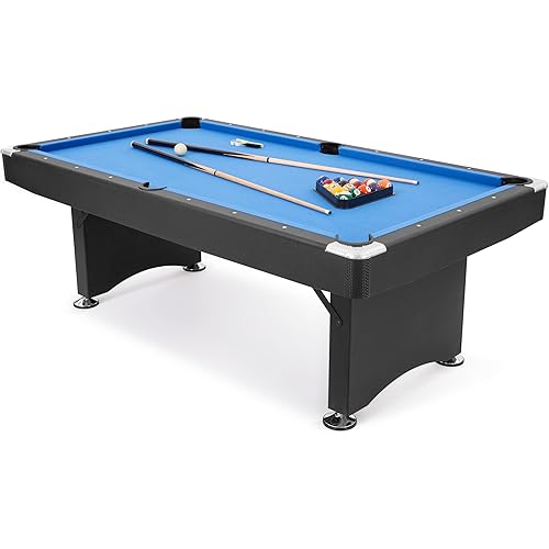7FT Pool Table, Billiard Game Tables with Includes Accessories, 2 Cue Sticks, Balls, Rack, Felt Brush and Chalk for Family Game Room
