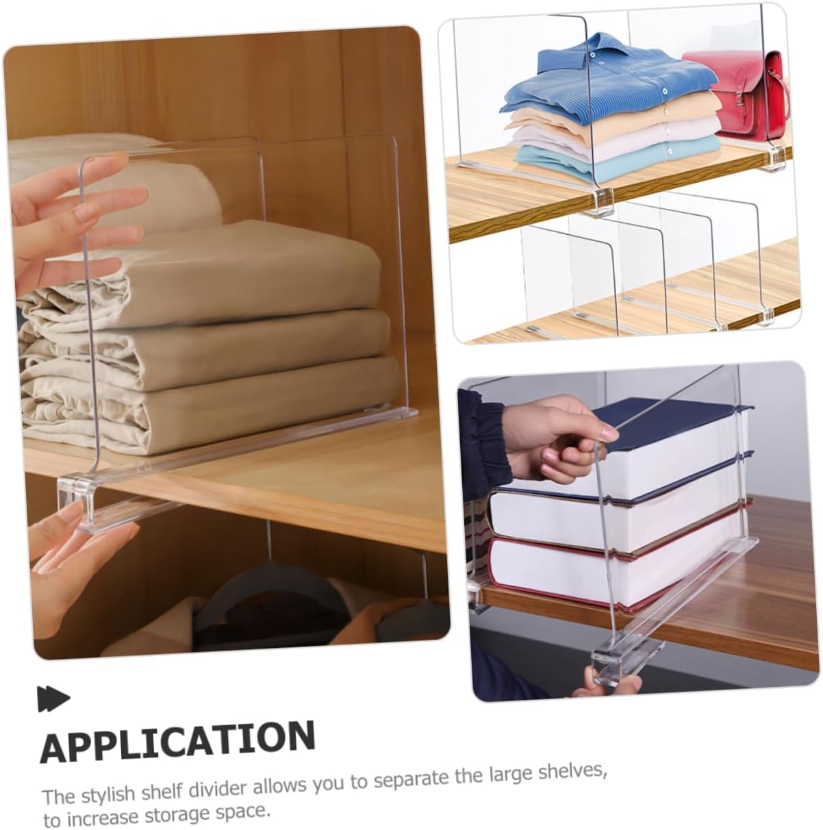 MAGICLULU 6Pcs Shelf Dividers for Closet Storage Plastic Wardrobe Partition Boards No-Tool Vertical Organizer for Clothes and Books