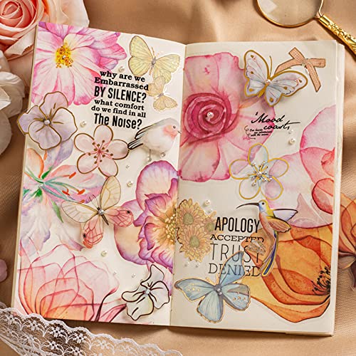 80 Pieces Large Size Flower Stickers With 168Pcs Self Adhesive Pearls, Transparent Waterproof Floral Scrapbook Stickers For Scrapbooking Supplies Junk Journal Bullet Journals Planners With 1 Tweezers #TOP5