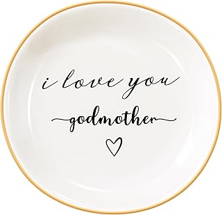 PUDDING CABIN Godmother Gifts from Godchild-I Love You Godmother - Ring Dish Trinket Tray Godmother Proposal Gift, Birthday Mother's Day Thanksgiving Christmas Gifts for Godmother