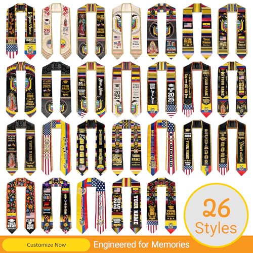 Custom Graduation Stole, Class of 2025 Personalized Graduation Sash, 72" Long Graduate Honor Stoles2