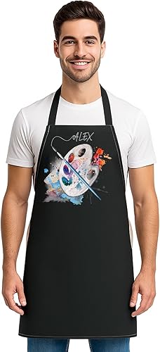 Miniatura 6 de Delantal de arte personalizado con nombre, delantal de pintura personalizado para artistas, profesores, estudiantes, cumpleaños, Navidad, regalo