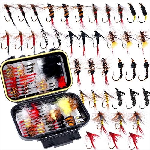 Fly Fishing Flies Kit, 36/78Pcs Fly Fishing Lures, Fly Fishing Dry Flies Wet Flies Assortment Kit with Waterproof Fly Box for Trout Fishing