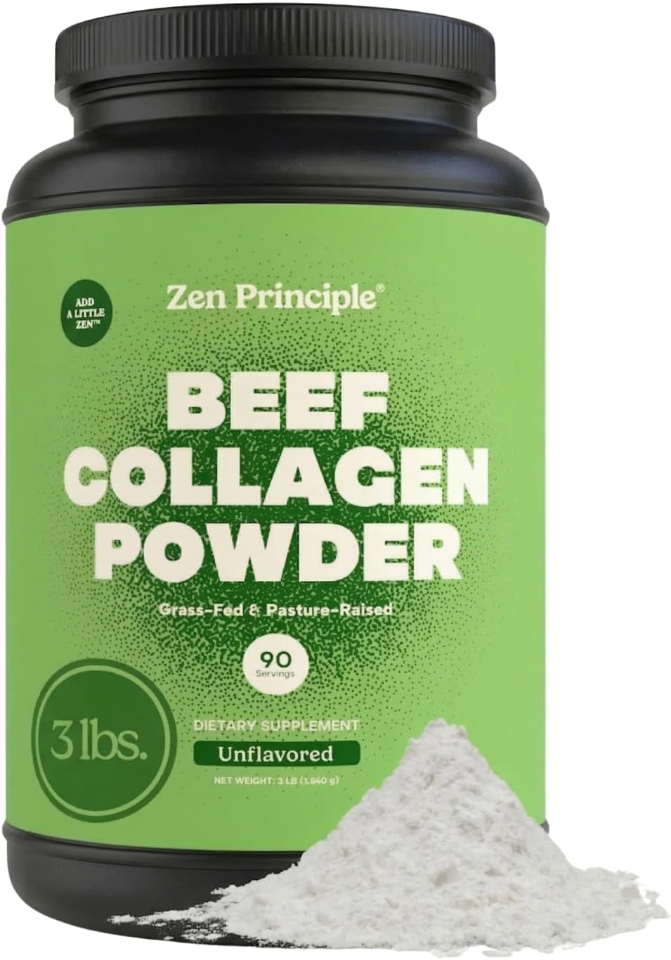 Zen Principle Grass-Fed Agglomerated Hydrolyzed Collagen Peptides 3 lb. Anti-Aging Protein Powder for Healthy Hair, Skin & Joints. Paleo and Keto Friendly, GMO and Gluten Free, Pasture-Raised Bovine.
