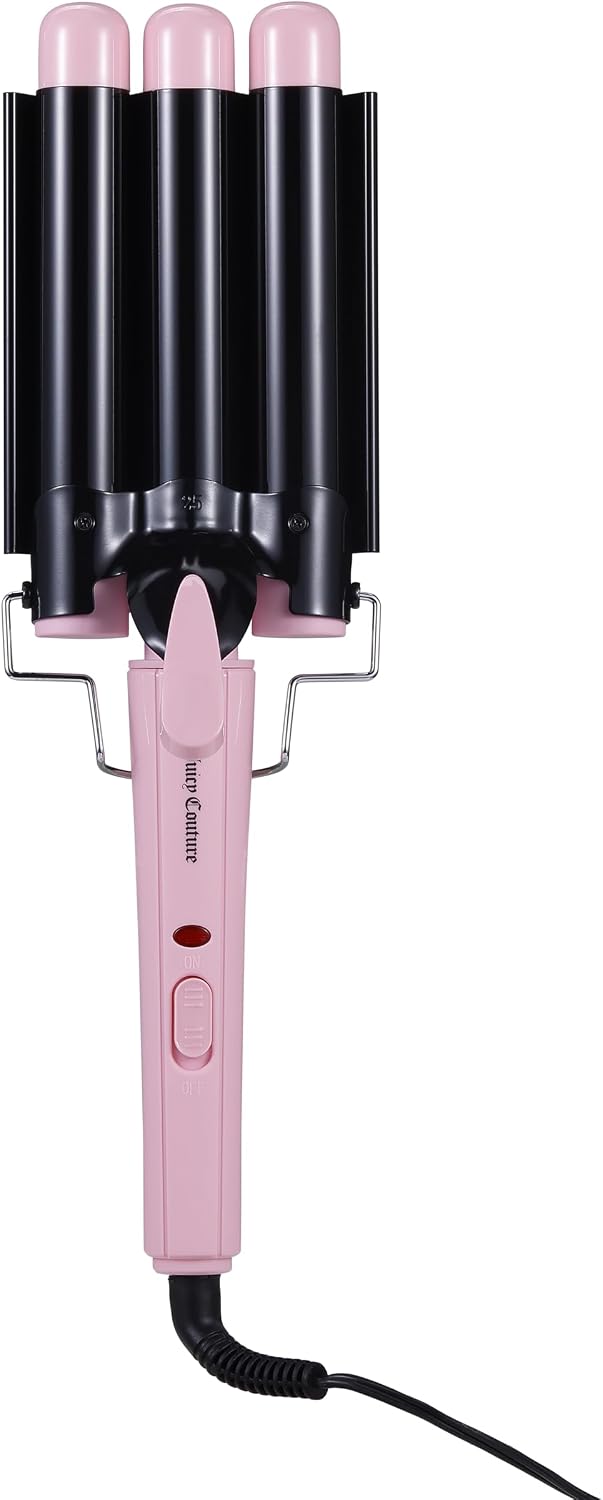 Juicy Couture - Triple Barrel Hair Waver, Tourmaline Ceramic Beach Wave Iron with 1 Inch Barrels, Fast Heat Styling Tool for Smooth Waves