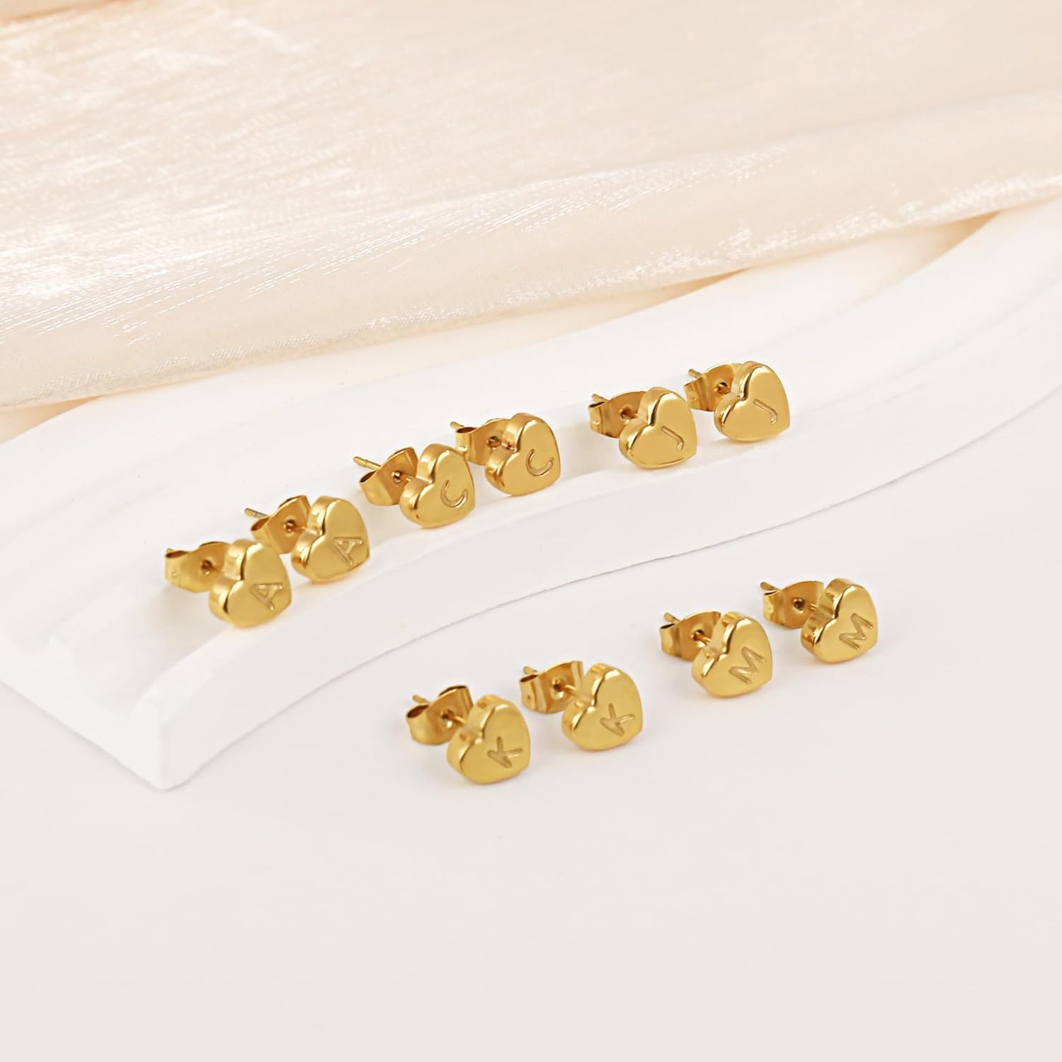 BAYLAY Heart Initial Stud Earrings for Girls Women - 18K Gold Plated Letter A-Z Initial Earrings Gold Heart Earrings for Women Teen Girl Gifts Trendy Stuff Womens Stocking Stuffers Gold Jewelry Gifts - Image 4