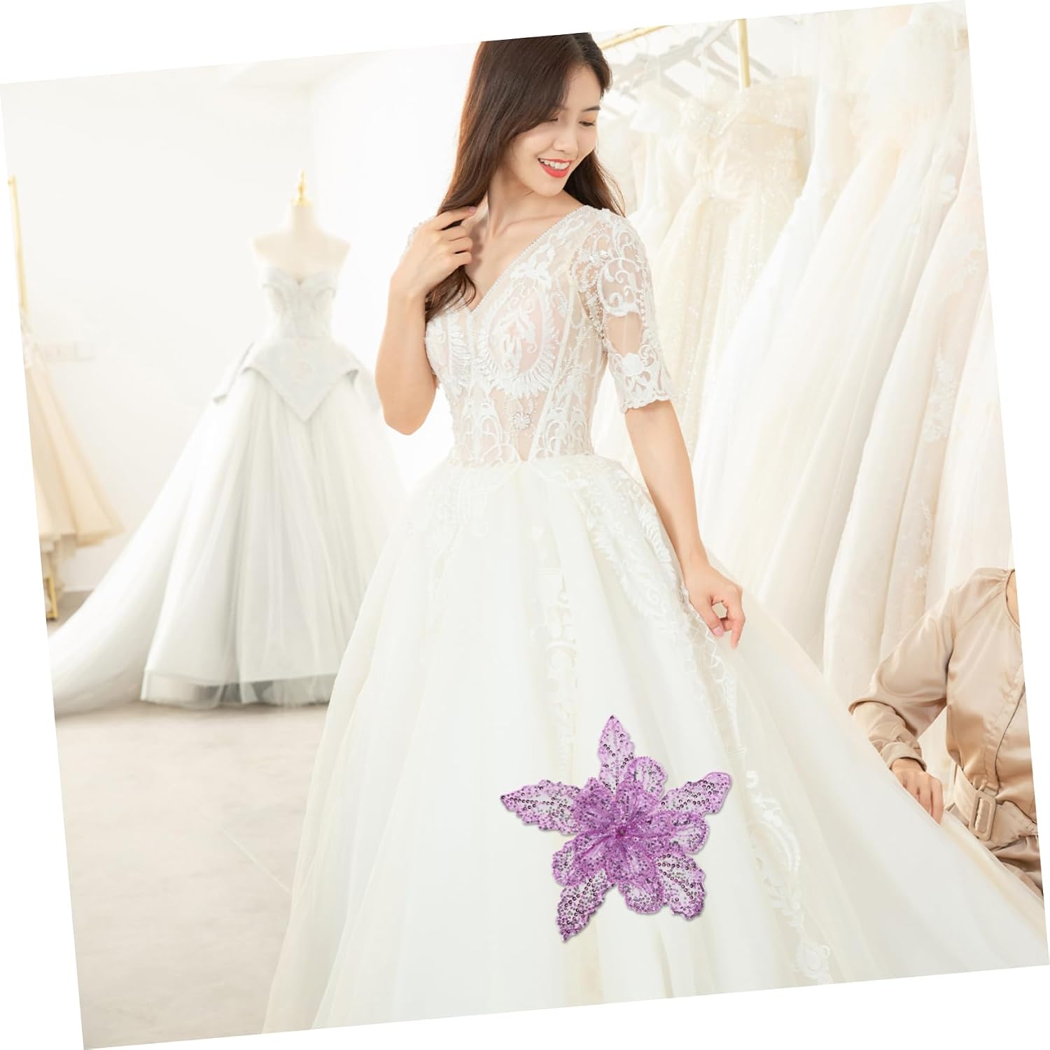 Elegant Multi-Layer Sequin Beaded Lace Applique for Weddings and Formal Events Stunning Floral Embellishment for and Costumes for Special Occasions