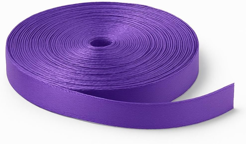 25 Yard 1 cm Purple Ribbon - 25 yd (22.86 m) x 1 cm Craft Ribbon for Wrapping, Party Decor, Sewing, DIY, Hair Bows