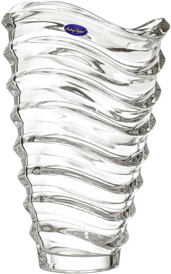 Amlong Crystal Large Size Clear Floral Vase 12 inches High (6 inch Top and 3 inch Bottom)