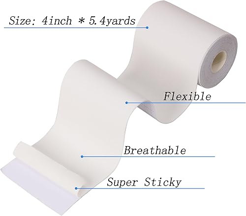 Miniatura 2 de Cinta de césped para deportes de fútbol, cinta de kinesiología extra ancha impermeable para brazo, 4 pulgadas x 16.4 pies, color blanco