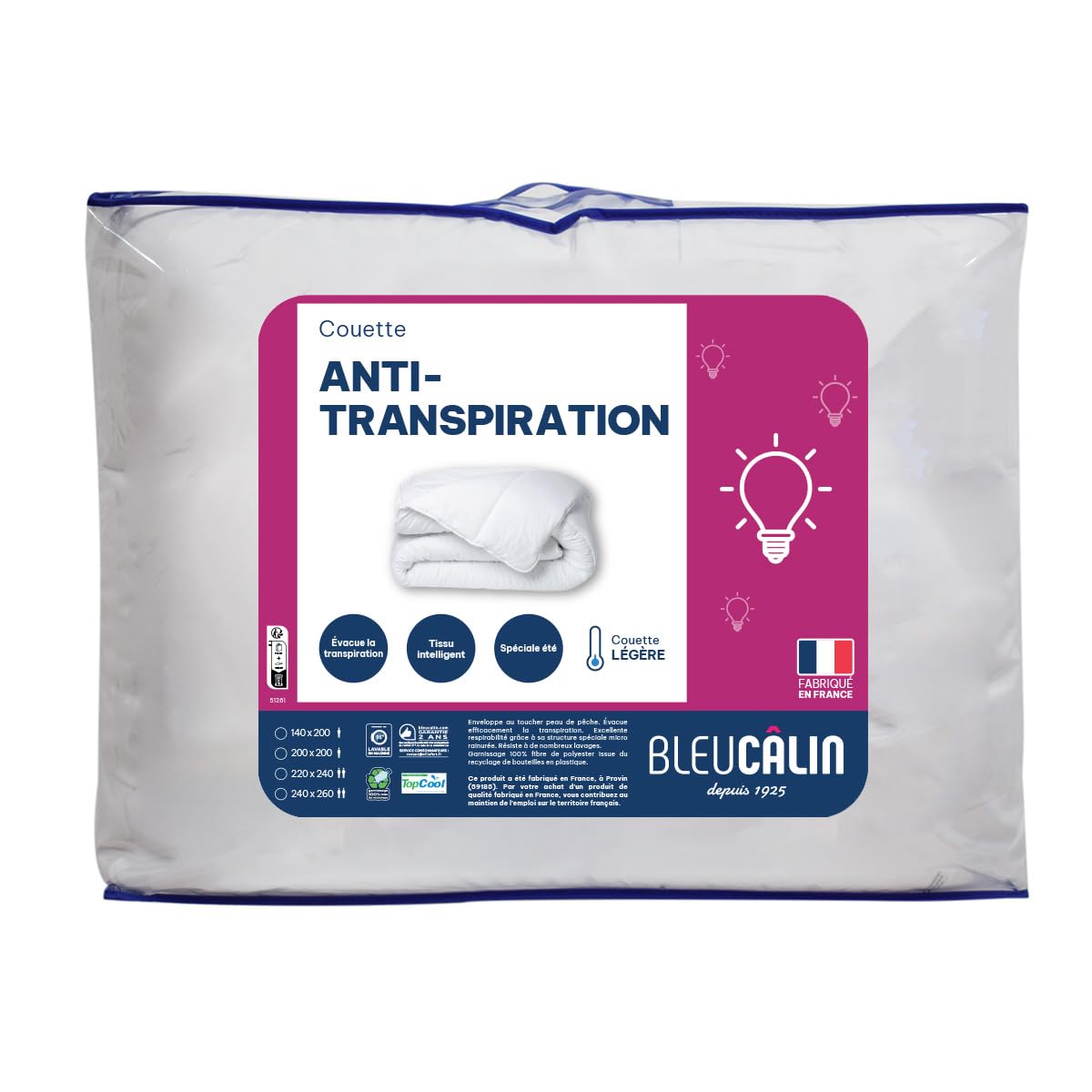 Bleu Câlin Bettdecke mit TopCool Funktionsfaser, Antitranspirant, 240x260 cm, Weiß, KTO20