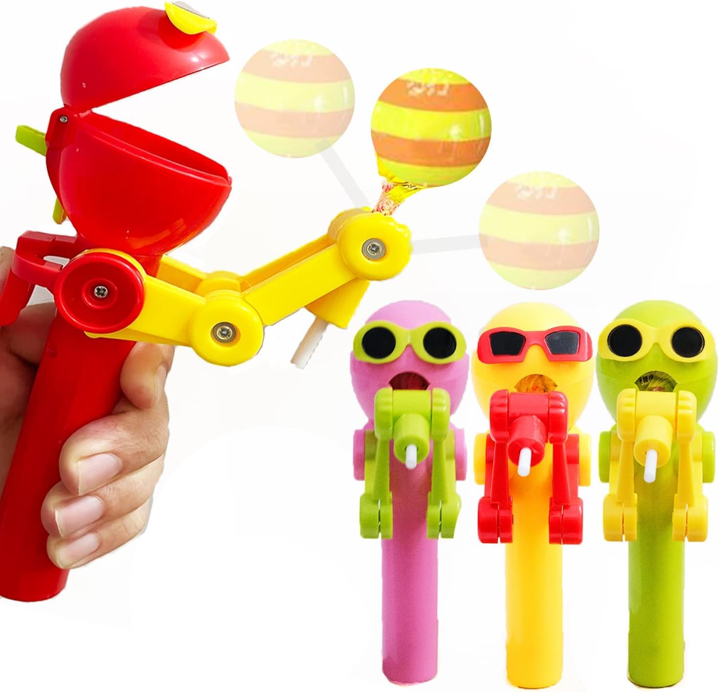 HDLNKAK 4Pcs Lollipop Case, Lollipop Robot Holder, Creative Lollipop Robot Toys Creative Design Eat Lollipop, Lollipop Holder Robot Gift, Christmas Fun Gifts for Kids Over 3 Years(No Lollipop)