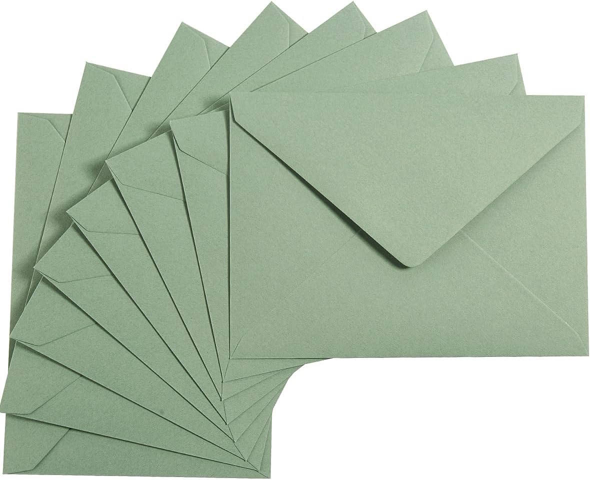 100 Pieces Sage Green A7 Envelopes Greeting Card Envelopes 5.24 x 7.24