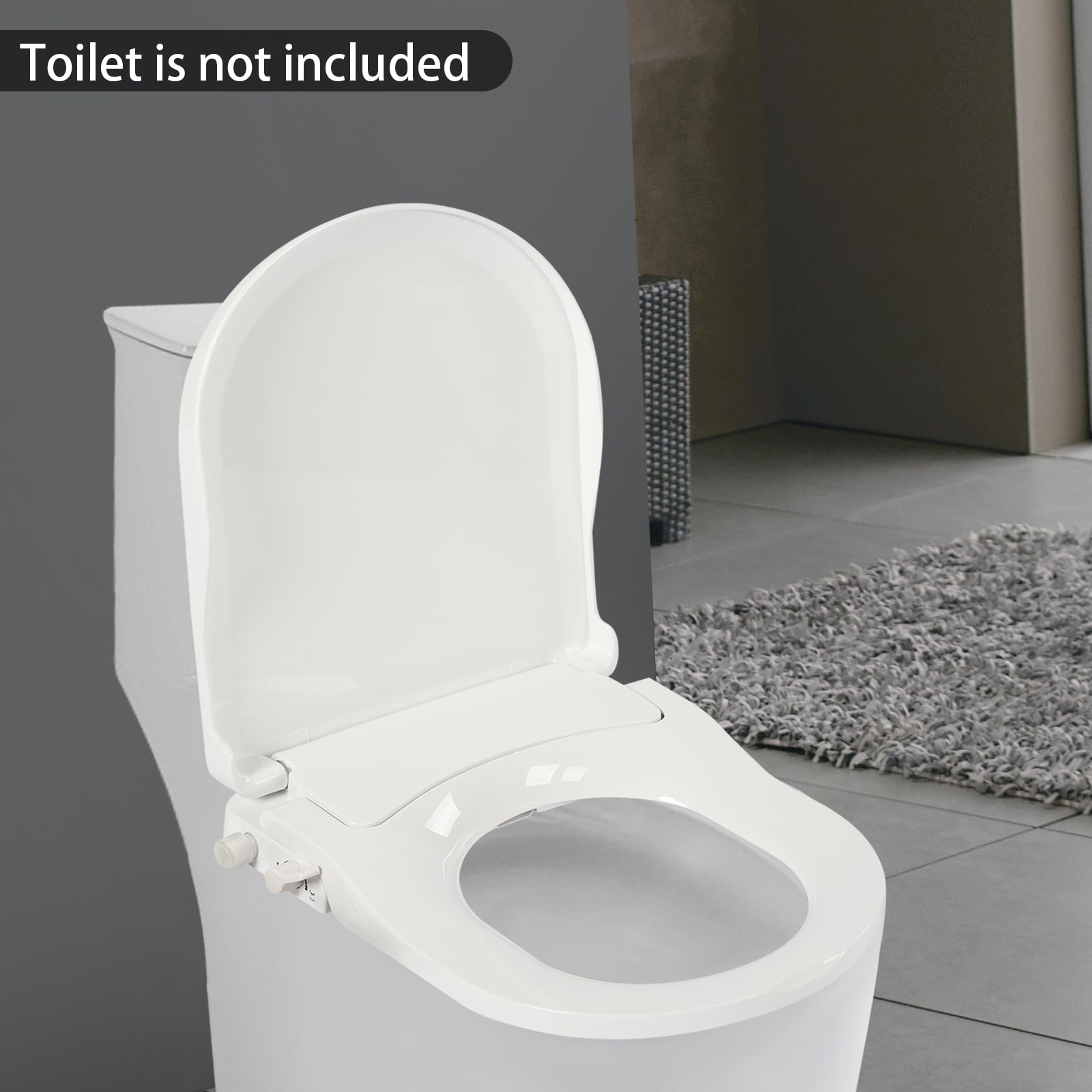 Sedile WC intelligente, sedile WC autopulente, design non elettrico con due ugelli, questo prodotto è adatto per WC con una distanza tra i fori da 4,5 a 6,4 pollici.