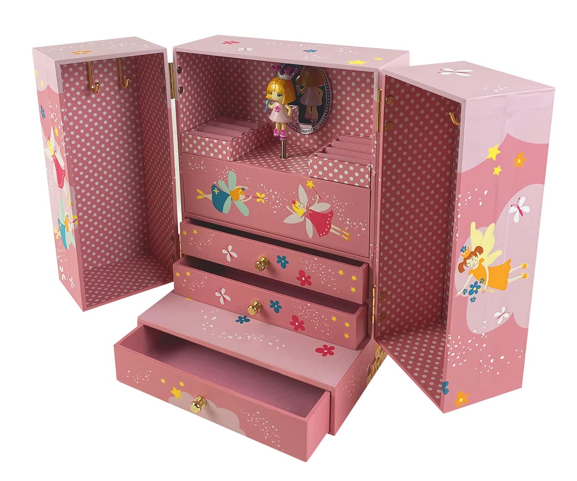 Caja de música para joyas/joyero musical/armario musical Trousselier de madera con princesa giratoria y mecanismo musical de resorte de 18 notas - Minueto de Mozart