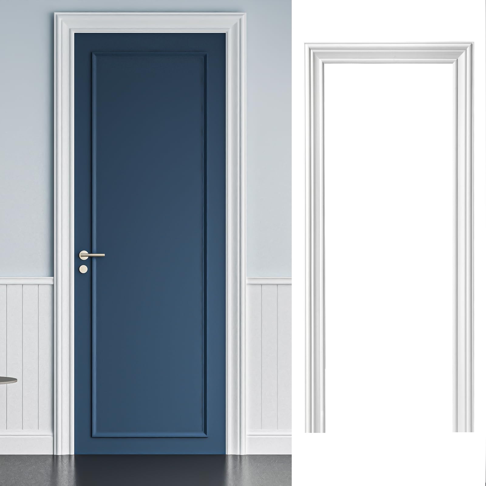 art3d door frame trim kit,decorative polyester door trim molding, maintenance-free, seals out dirt, bugs, wind, snow, and water, suitable for outdoor and indoor use, 80" x 30" x 2" white 3-piece set