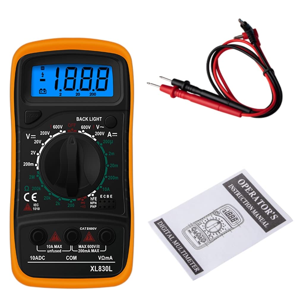 XL830L Handheld Digital Multimeter LCD Backlight Portable AC/DC Ammeter Voltmeter Ohm Voltage