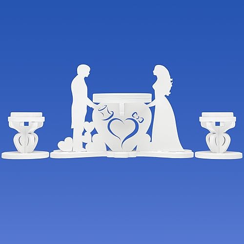 Unity - Portavelas para ceremonia de boda, decoración de centro de mesa con soporte blanco para novia y novio, juego de velas Unity, portavelas