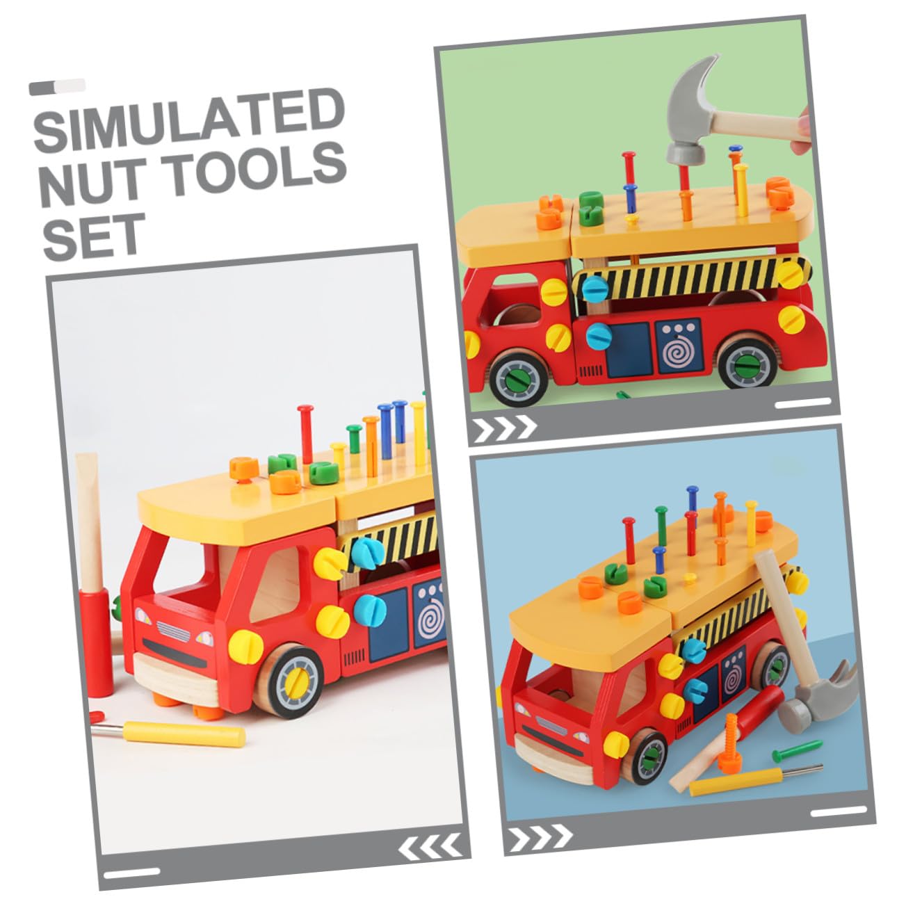 Didiseaon Set di Strumenti in Legno per Bambini Kit di Strumenti Realistici per Coordinazione Mano-occhio Giocattoli Educativi per Bambino Ragazzo