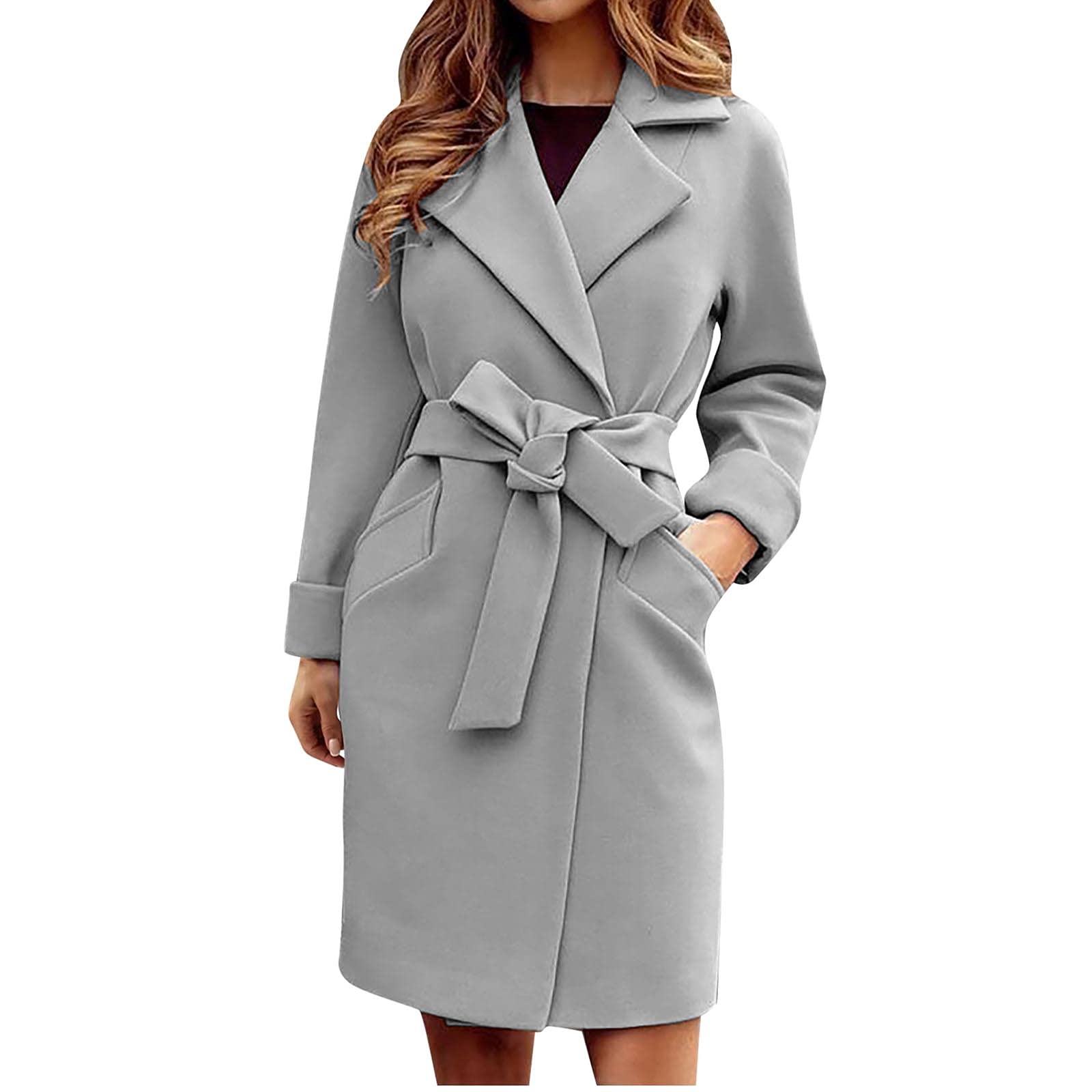 RKaixuni Black of Friday Week Trench Coat Women Classy Long Wool-Blend Jackets Slim Fit Winter Fall Casual Blazer Dress Coat Fashion Overcoat 2024
