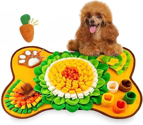 ノーズワーク 犬 知育玩具 ワンちゃん用 にゃんこ用 犬 おもちゃ ノーズワークマット にんじん畑 訓練毛布 犬噛むおもちゃ 早食い防止 ストレス解消 家具破壊防止対策 洗濯可能 猫、子犬から中型犬に適用(イエロー)