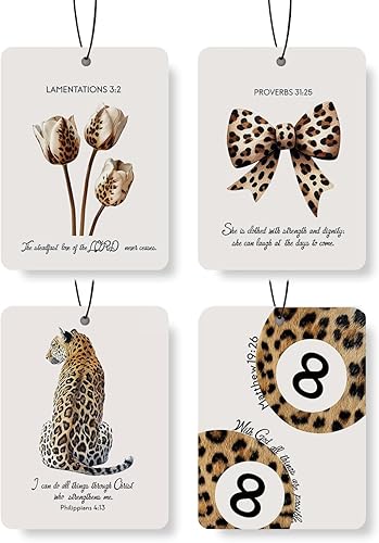 EVER-GOING TUNE - Ambientador de coche con estampado de leopardo, 4 piezas, estampado retro de coqueta de guepardo, decoración de habitación, regalo