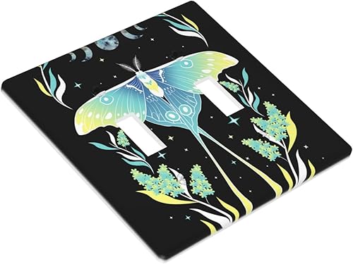 Miniatura 5 de Placa de pared para interruptor de luz de palanca, cubierta doble para interruptor de luna y polilla, tamaño de 2 segmentos, 4.5 x 4.5 pulgadas