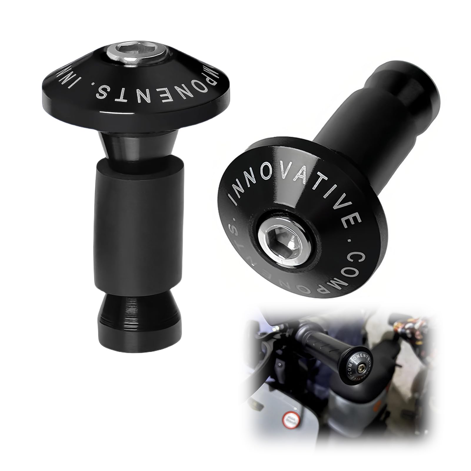 Estremità Manubrio Moto, 1 Paio di Alluminio CNC per Universale 22mm 7/8", Tappo Estremità Scorrevoli Maniglia Moto, Accessorio Essenziale per Maniglia Moto, Nero