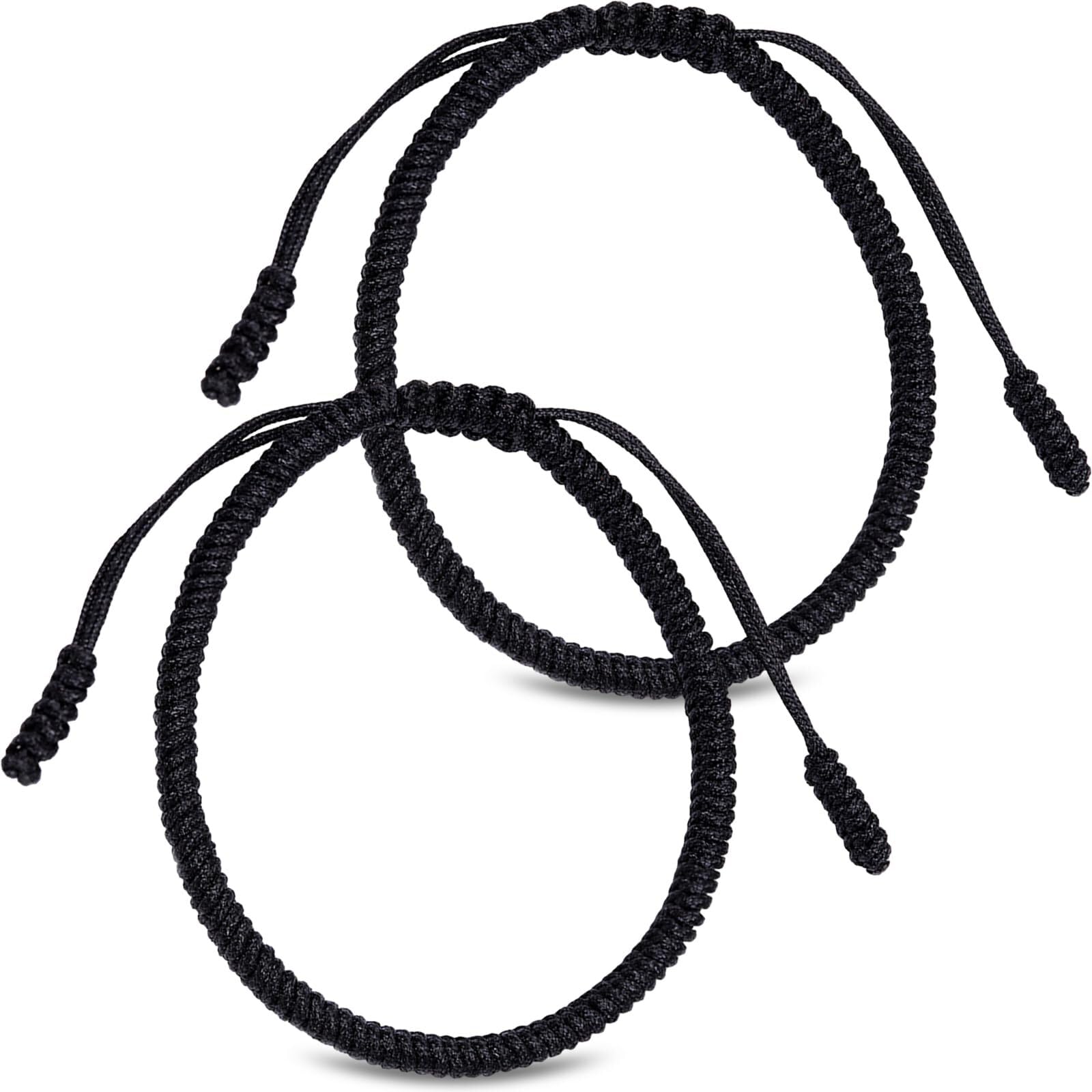 ertlutw Handmade Tibetan Adjustable Woven Rope Bracelet Men Black String Bracelet - Lucky Bracelets for Women & Men, 2 PCS Good Luck Bracelets