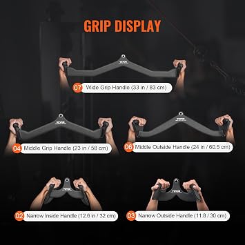 VEVOR LAT Pulldown Attachments, Cable Machine Rowing T-bar V-bar