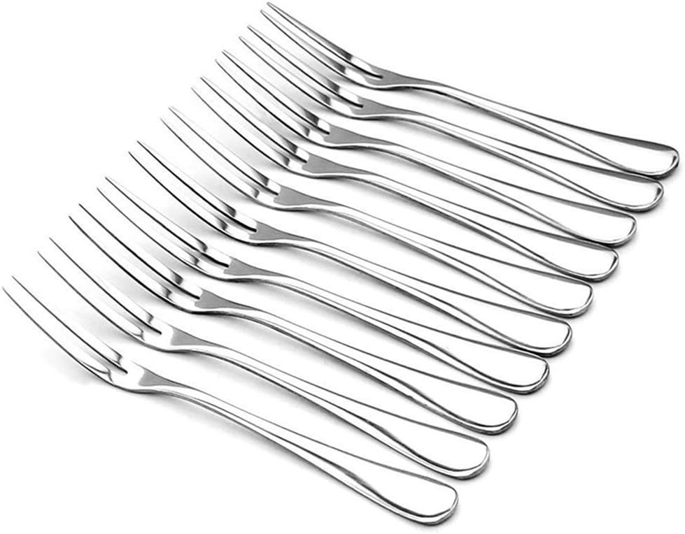 LY-ONE Crab Stainless Steel Forks,Escargot Forks 2 Prong Tasting Appetizer Forks Portable Cocktail Salad Fruit Forks for Party Travel,Set of 10, 5 Inches (10 Pcs)