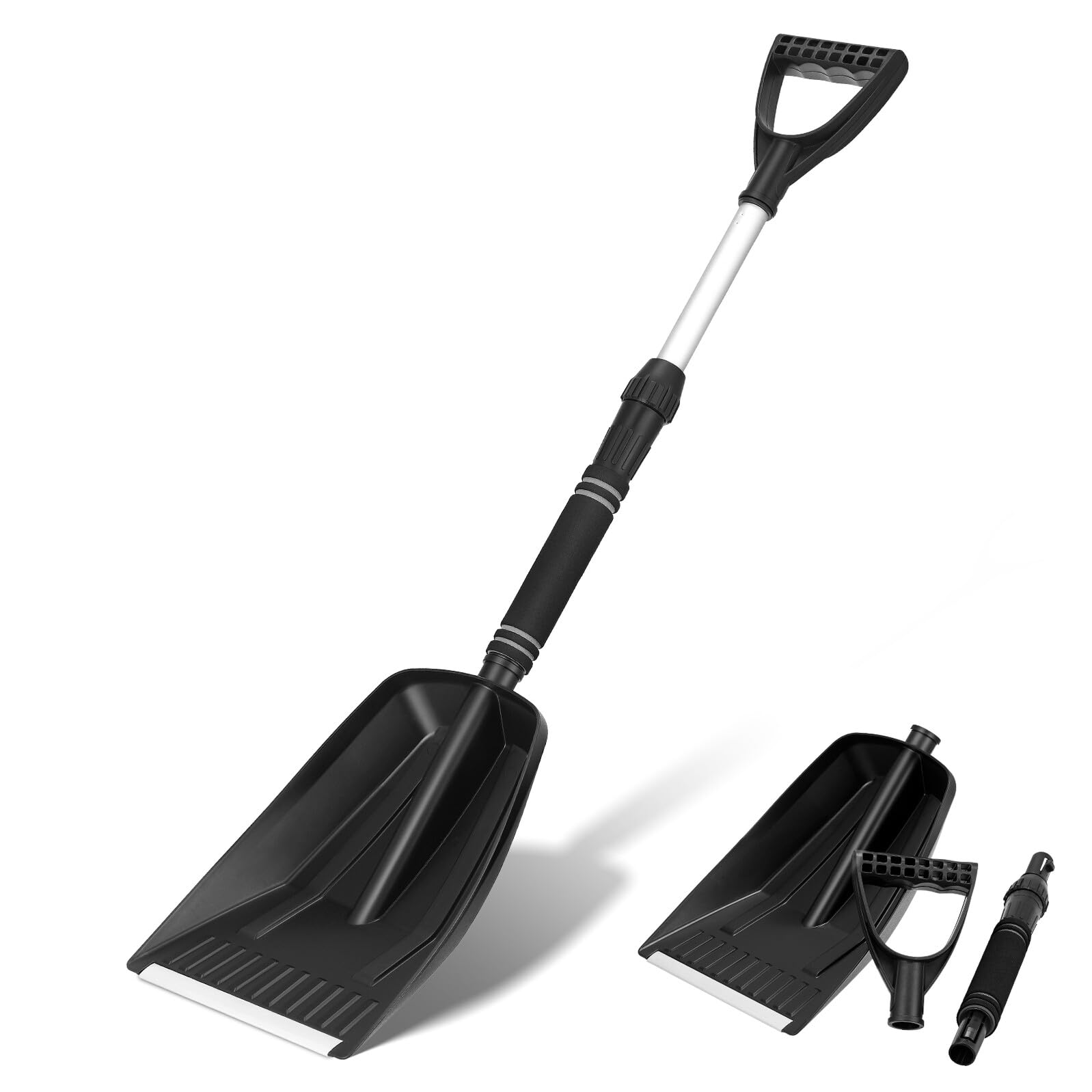 Abaodam Pelle à Neige Ergonomique Rétractable en ABS et Alliage Légère et Portable Outil de Déneigement D’Extérieur pour Voiture et Camping Pelle Multifonctionnelle pour Hiver et Neige