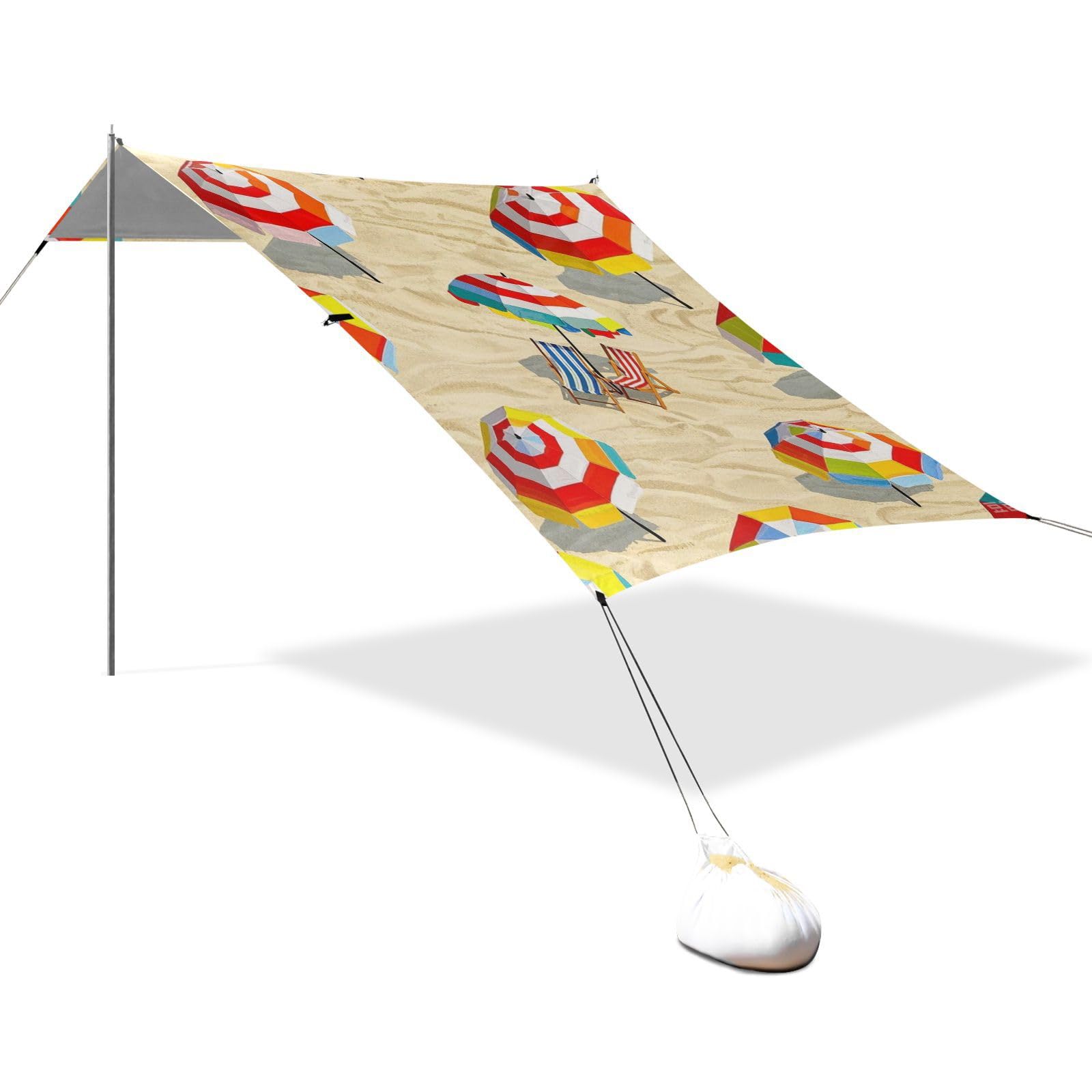 Tente de plage enfant pliable UPF50 avec motif dessin animé et pelle de sable