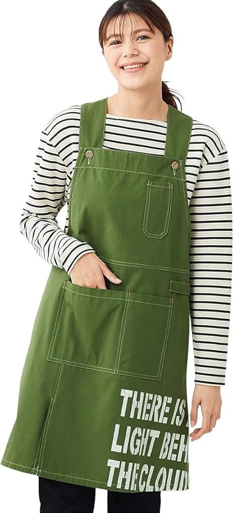 Amazon Co Jp Nissen ニッセン エプロン 大きいサイズ ワンピースみたいにすっぽり着られるサロペット風エプロン ホーム キッチン